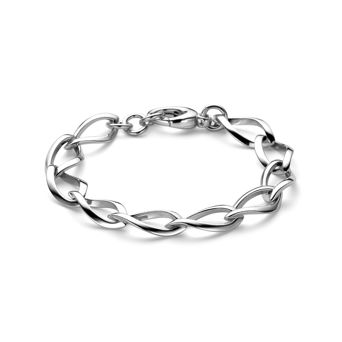Gerhodineerd 925 zilveren armband met een schakelbreedte van 11mm. De armband heeft een draaglengte van 20cm. Uitgevoerd met een karabijnsluiting.