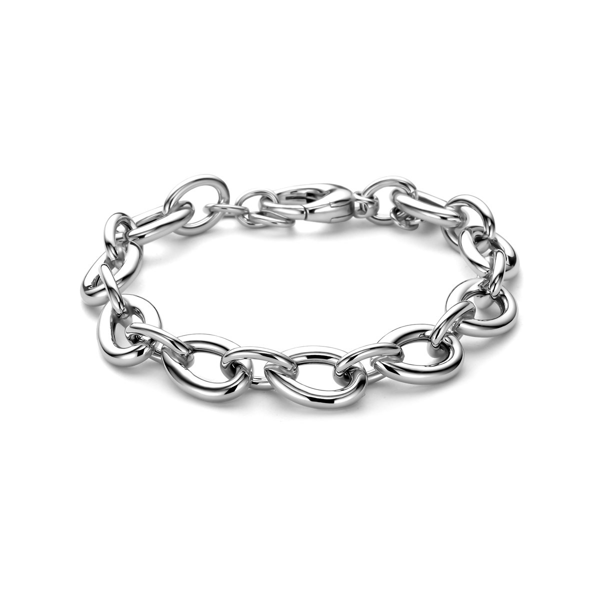 Gerhodineerd 925 zilveren armband met een schakelbreedte van 11mm. De armband heeft een draaglengte van 19.5cm. Uitgevoerd met een karabijnsluiting.