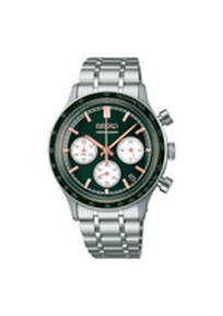 Dit is een herenhorloge van het merk Seiko. Het is een chronograaf horloge gemaakt van staal. De diameter van de kast is 38.7 mm en de kast is 12.55 mm dik.
De verdere specificaties van het horloge zijn als volgt:
Kastkleur: zilverkleurig
Kastmateriaal: staal
Bandbreedte: 15 mm
Bandlengte: 248.7 mm
Sluiting: vouwsluiting met drukker
Wijzerplaatkleur: groen
Glassoort: hardlex mineraal glas
Waterdichtheid: 5 ATM
Techniek: quartz