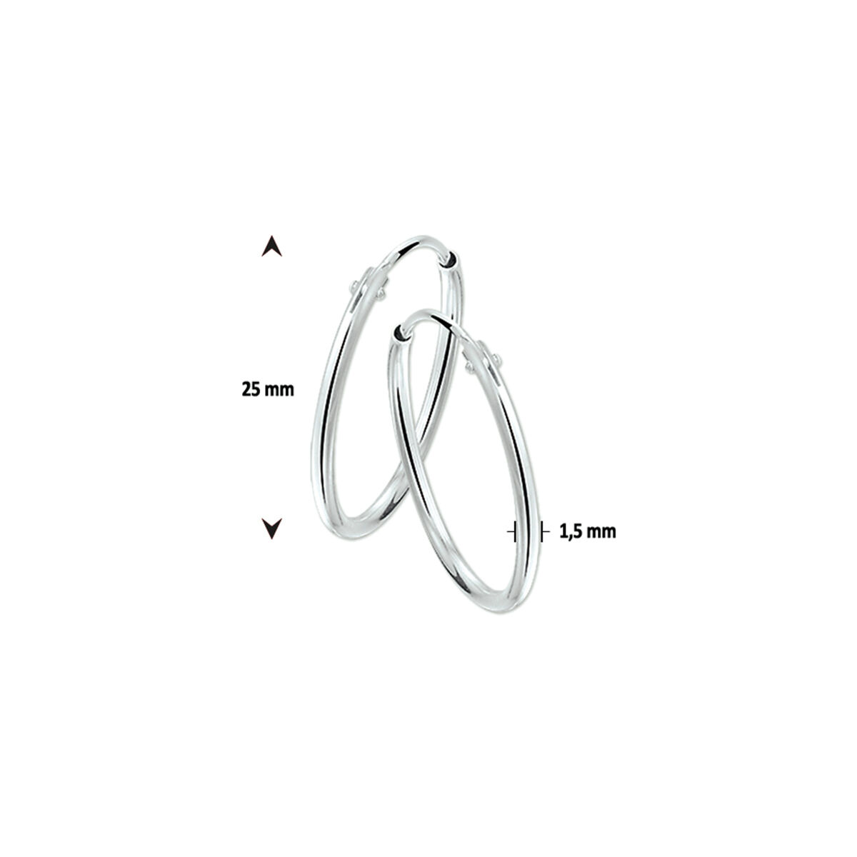 zilveren oorringen 25x1.5mm.