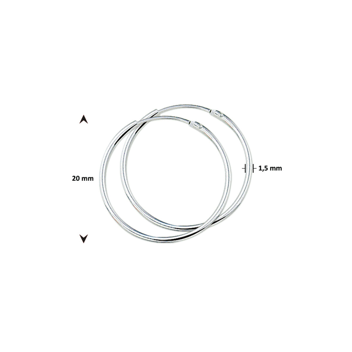 zilveren oorringen 20x1.5mm.