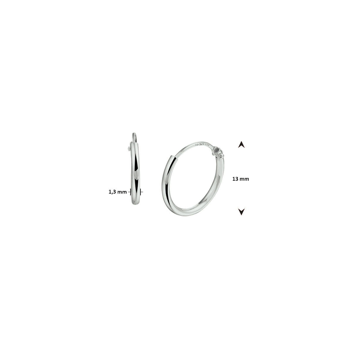 zilveren oorringen 13x1.3mm.