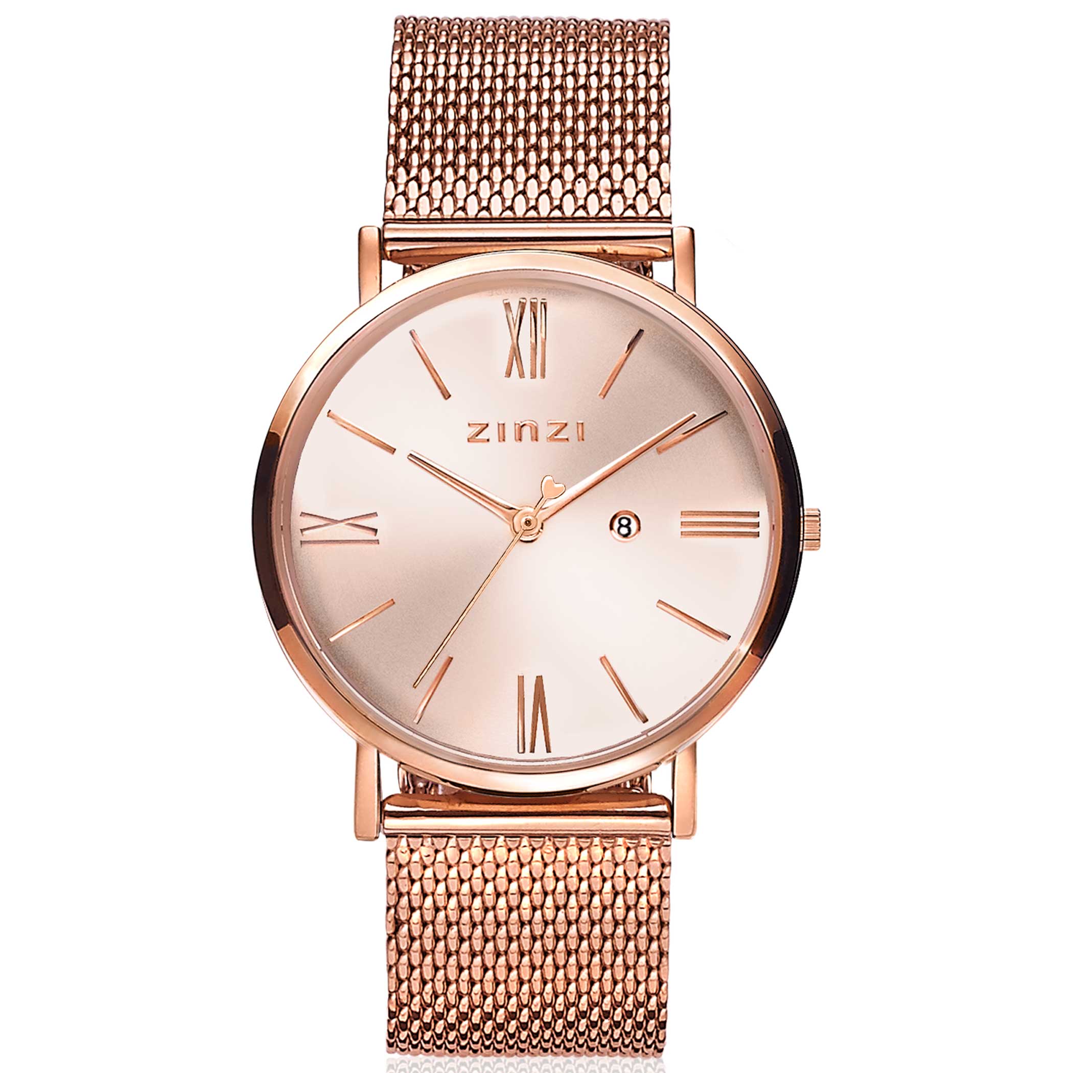Zinzi horloge met stalen band, Roman rose/rose