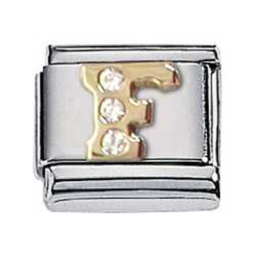 Zoppini goud zirkonia letter F.

Metaal     : staal / 18 karaat goud
Kleur       : geel goud
Maten     : 9 mm
Materiaal : Staal , Zirkonia ,Goud