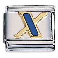 Zoppini letter X blauw emaille

Metaal     : Staal, 18 karaat goud
Maten     : 9mm
Materiaal : staal met 18 karaat gouden letter met blauw emaille inleg.