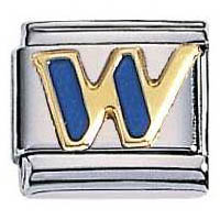 Zoppini letter W blauw emaille

Metaal     : Staal, 18 karaat goud
Maten     : 9mm
Materiaal : staal met 18 karaat gouden letter met blauw emaille inleg.