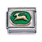 Zoppini - 9mm - horoscoop steenbok

staal met 18krt. goud
model   : horoscoop steenbok groen emaille
hoogte : 9mm