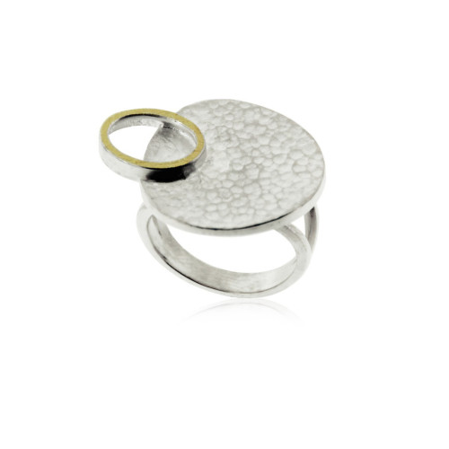 Zilveren ring met goud accenten