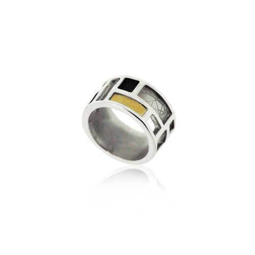 R1479MT58 audar ring zilver met goud