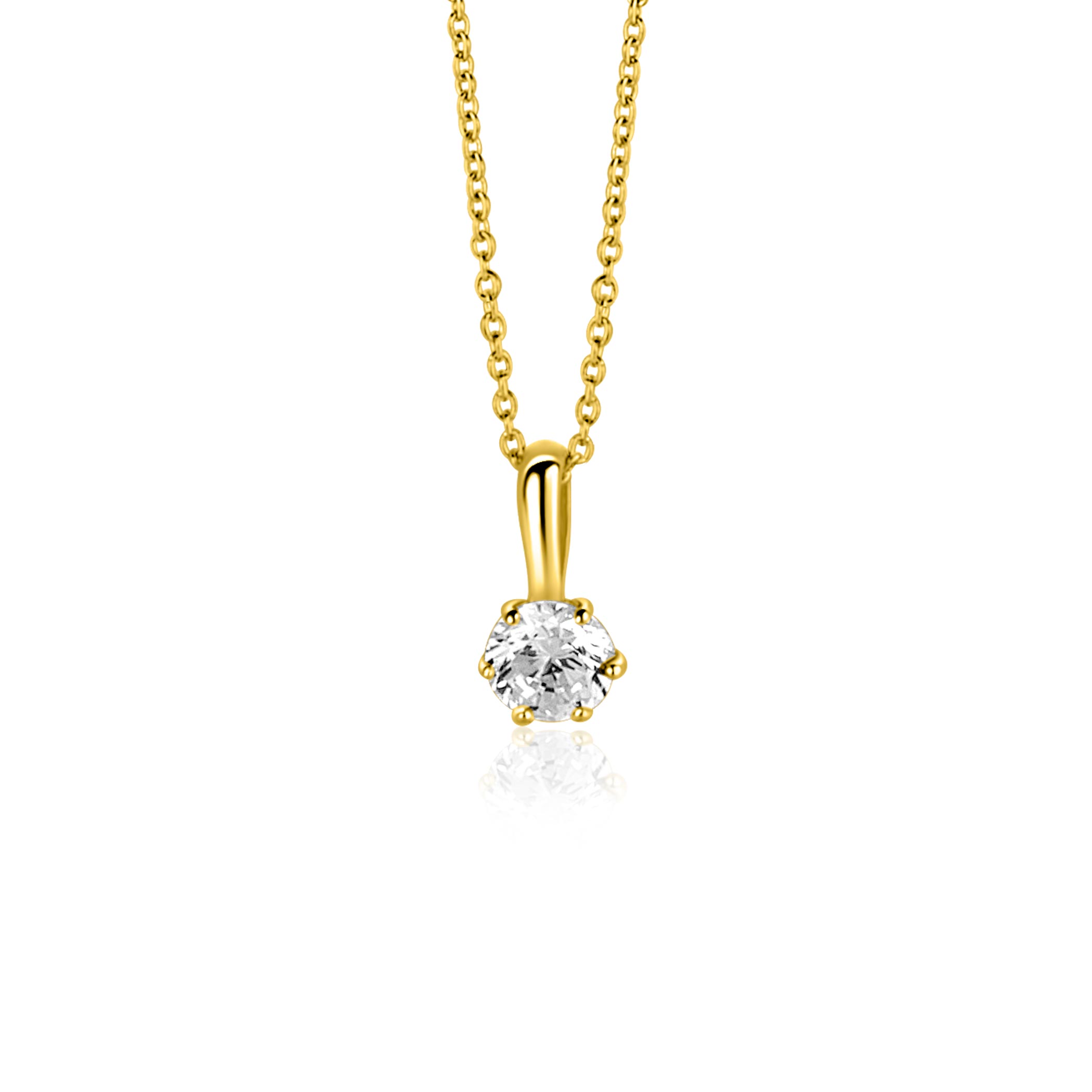 14 krt geelgouden hanger zirconia