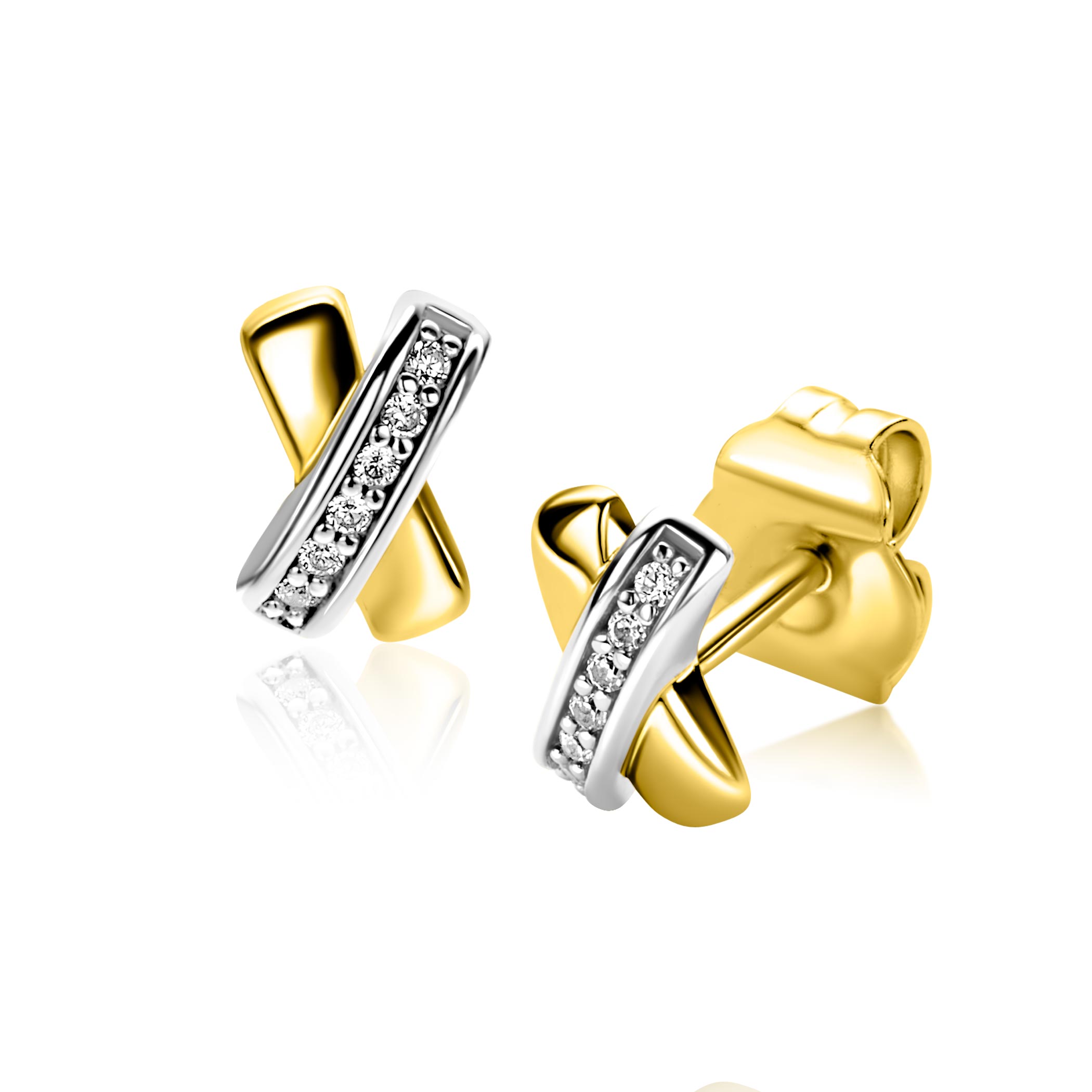 ZINZI Zilver vergulde oorstekers met zirkonia ZIO1816Y