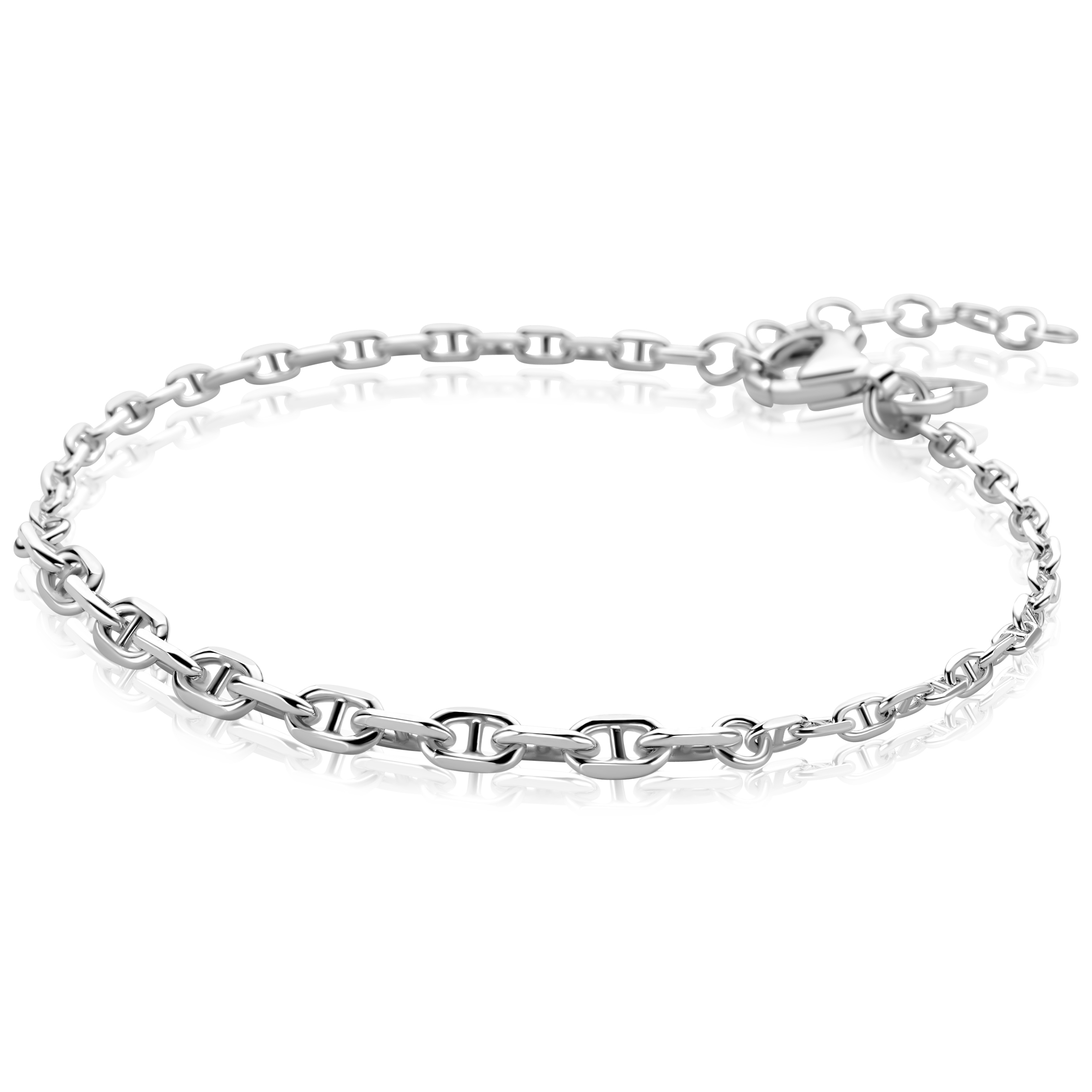 ZINZI zilveren armband met aflopende marine-schakels (3,8mm breed) 17–20cm ZIA2762