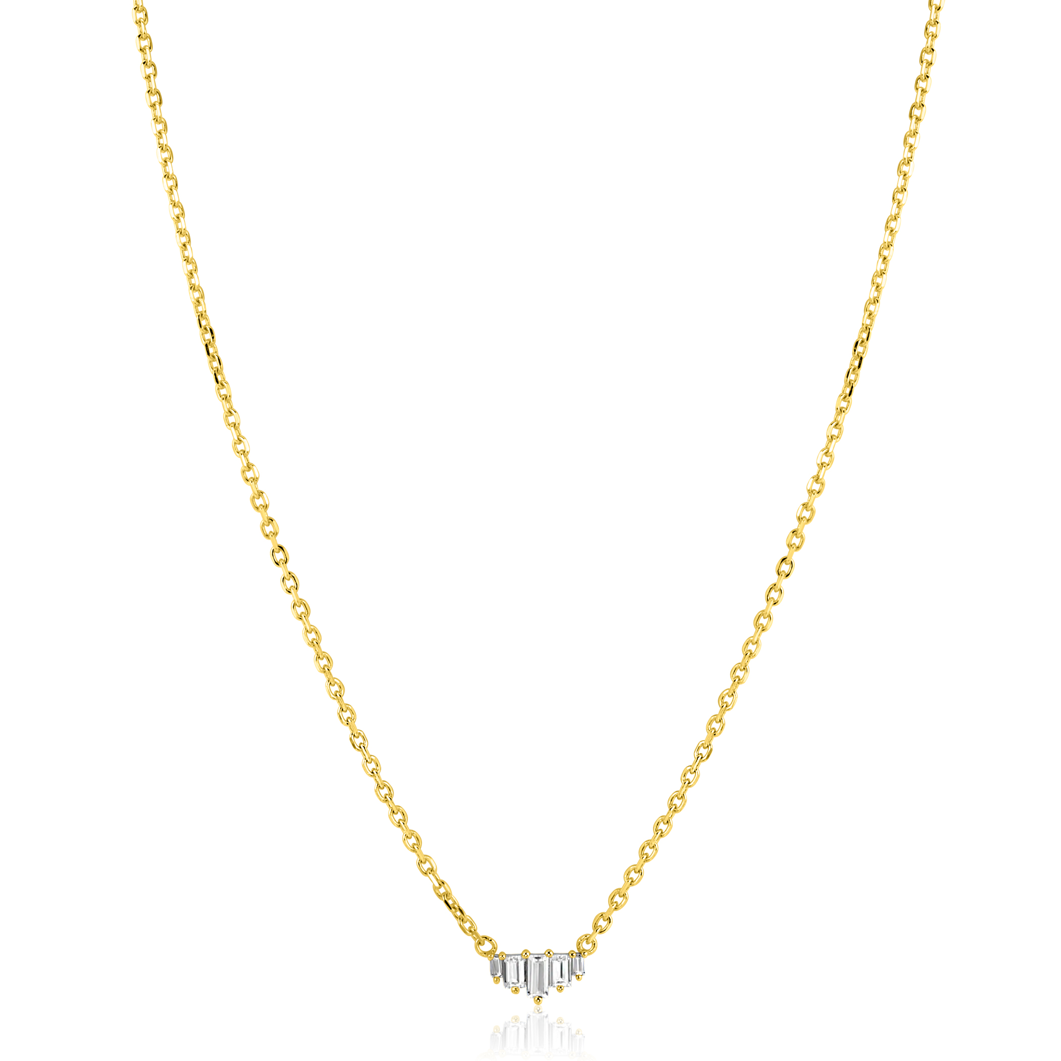 ZINZI gold plated zilveren ketting 42–45cm met piramide vorm, bezet met witte zirkonia’s ZIC2723Y