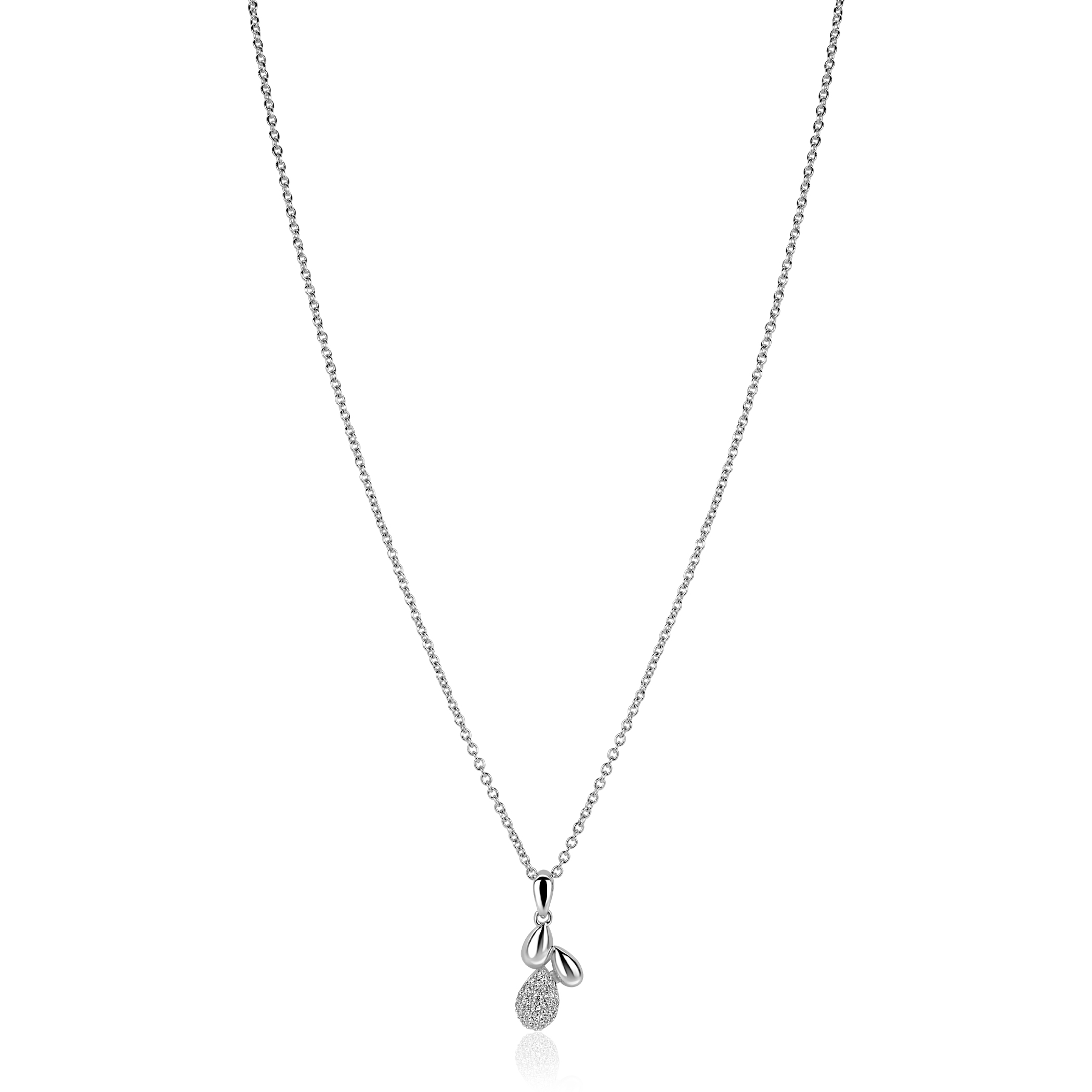 ZINZI Zilver collier druppel hanger met zirkonia ZIC2746