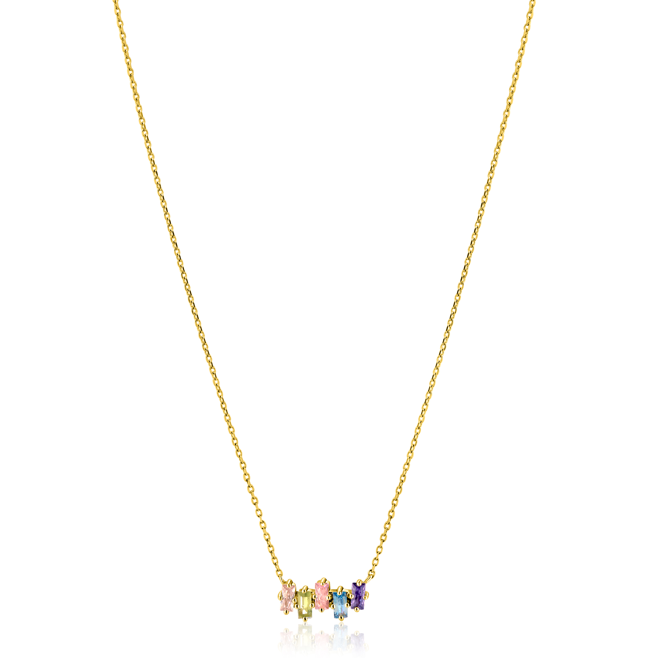 Collier verguld met gekleurde zirkonias
