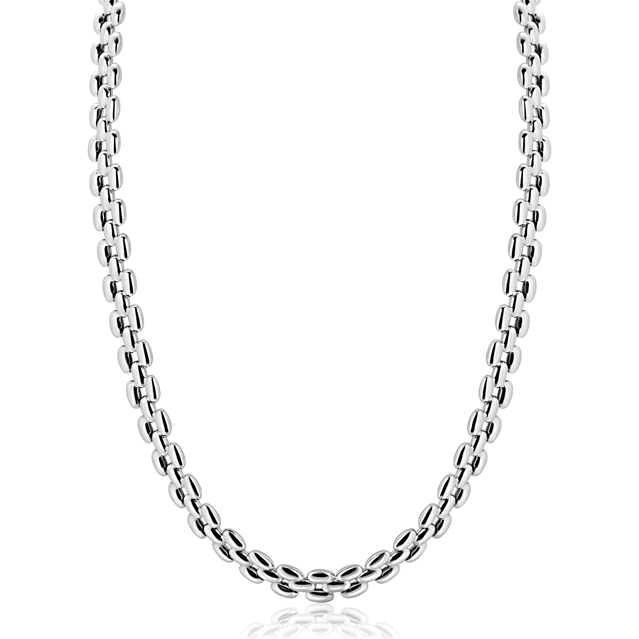 ZINZI zilveren brede rolex-style schakel-collier 8mm breed 43cm ZIC2764