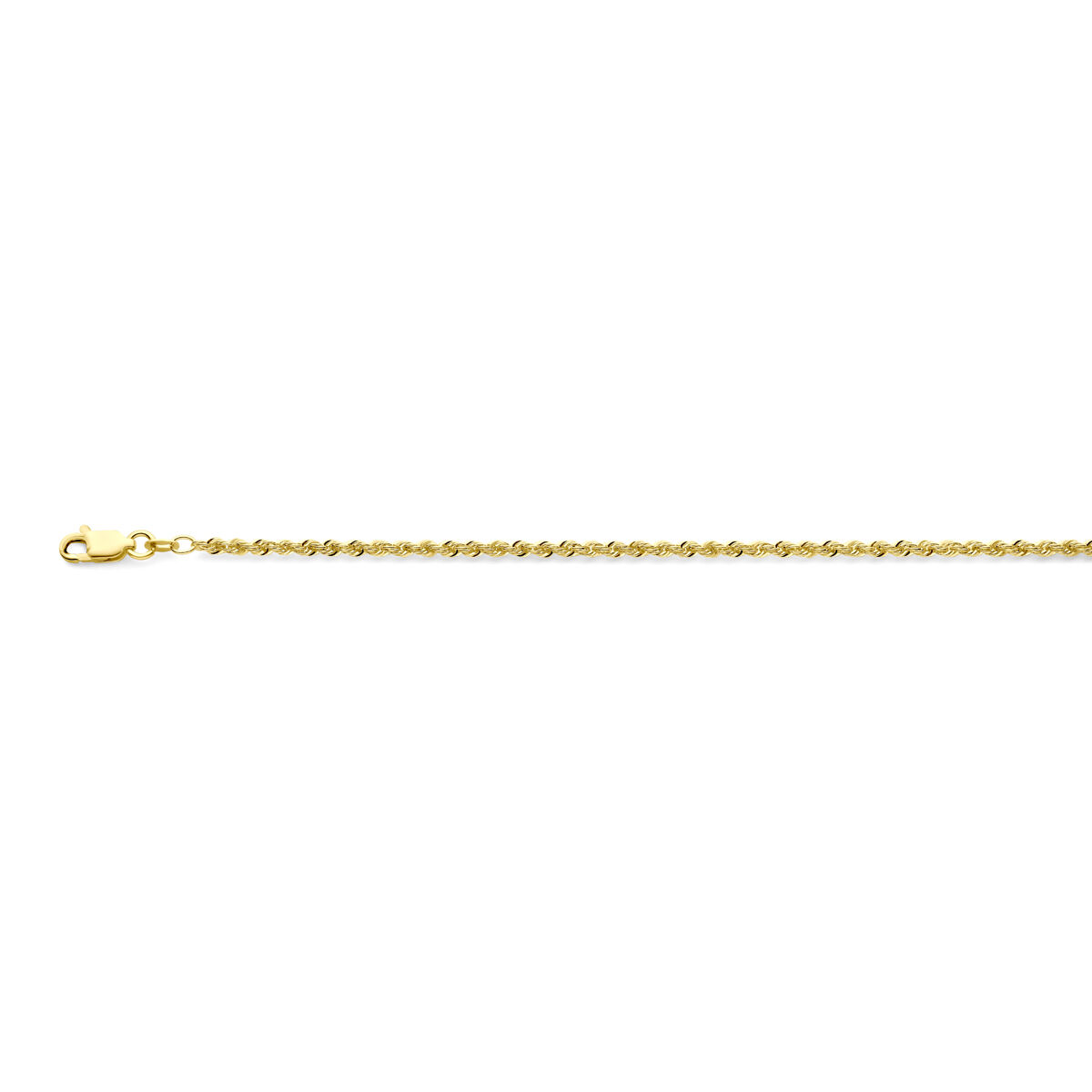 14k geelgouden massieve koord armband, 2.6mm dik en 19 cm lengte