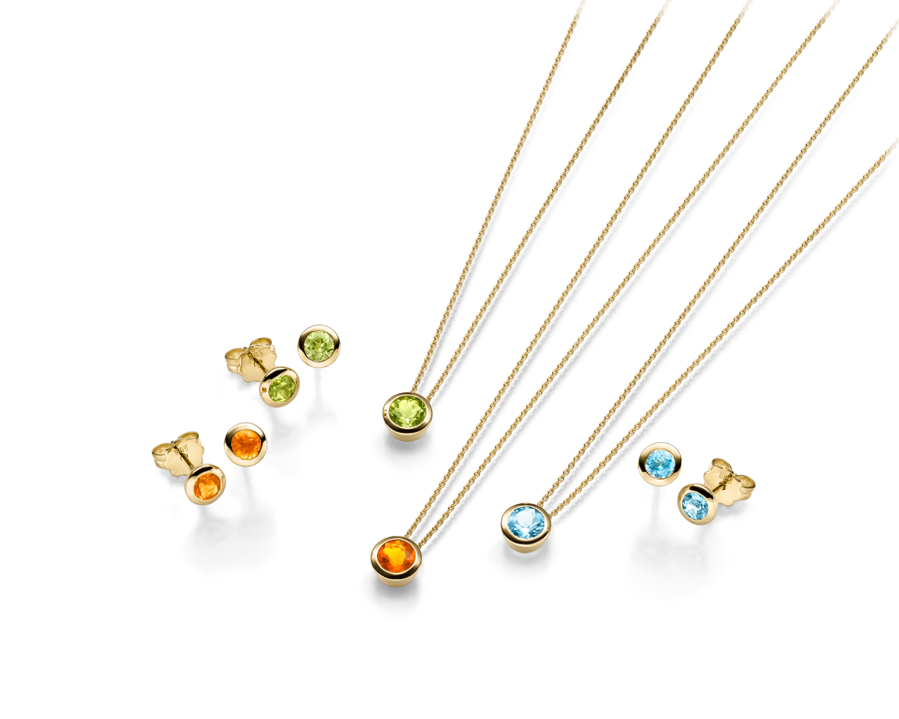 14k geelgouden oorknop met 4mm peridot, ook als hanger of met andere kleursteen verkrijgbaar