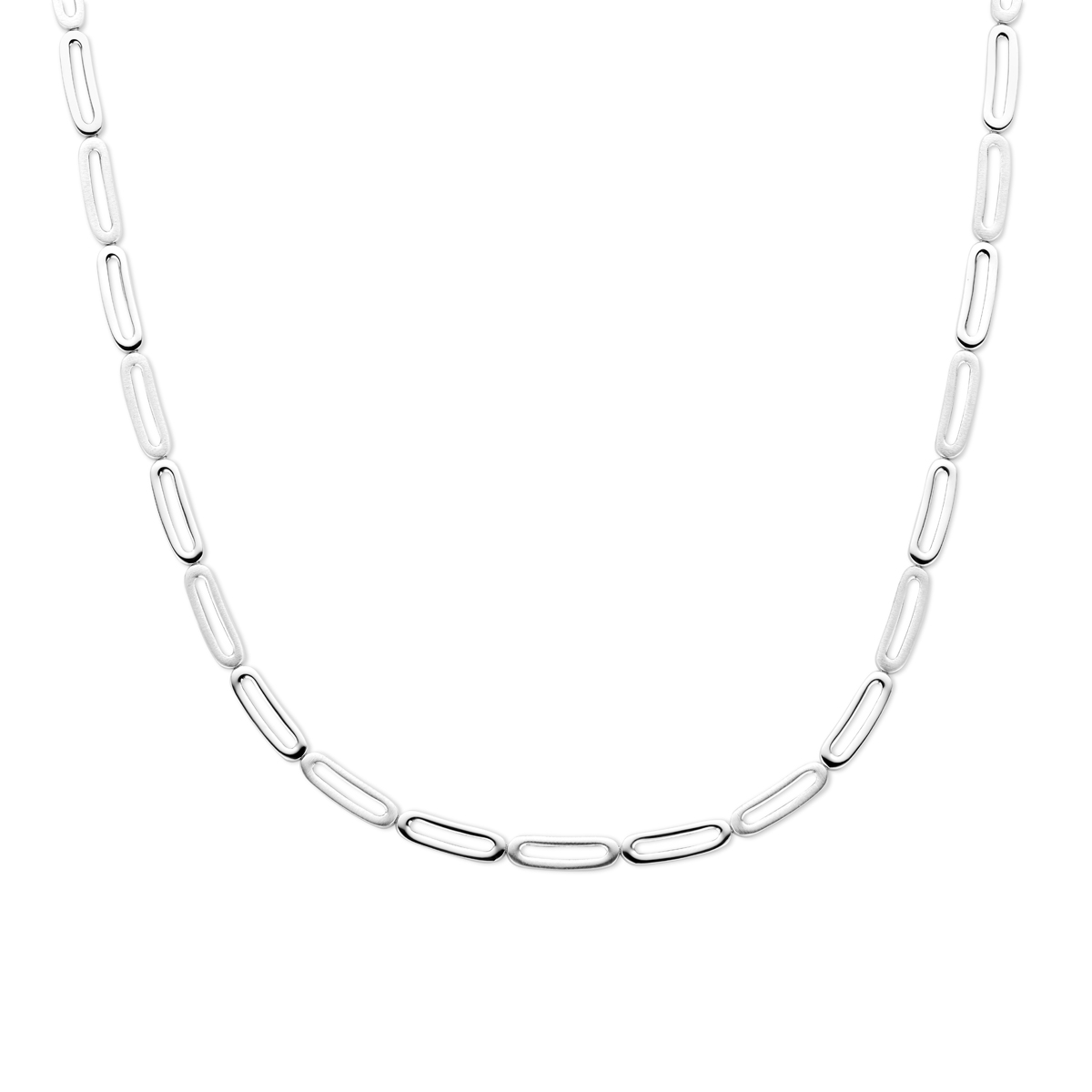  Zilveren collier met ovale schakels mat/glans