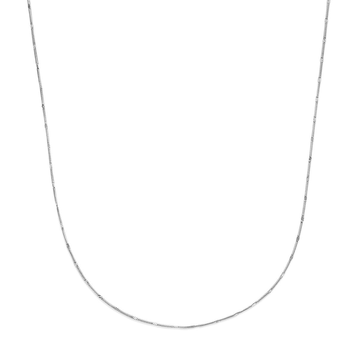 Gerhodineerd 925 zilveren slang collier met een schakelbreedte van 1,5 mm. Het collier heeft een draaglengte van 41cm met 4cm extensie.