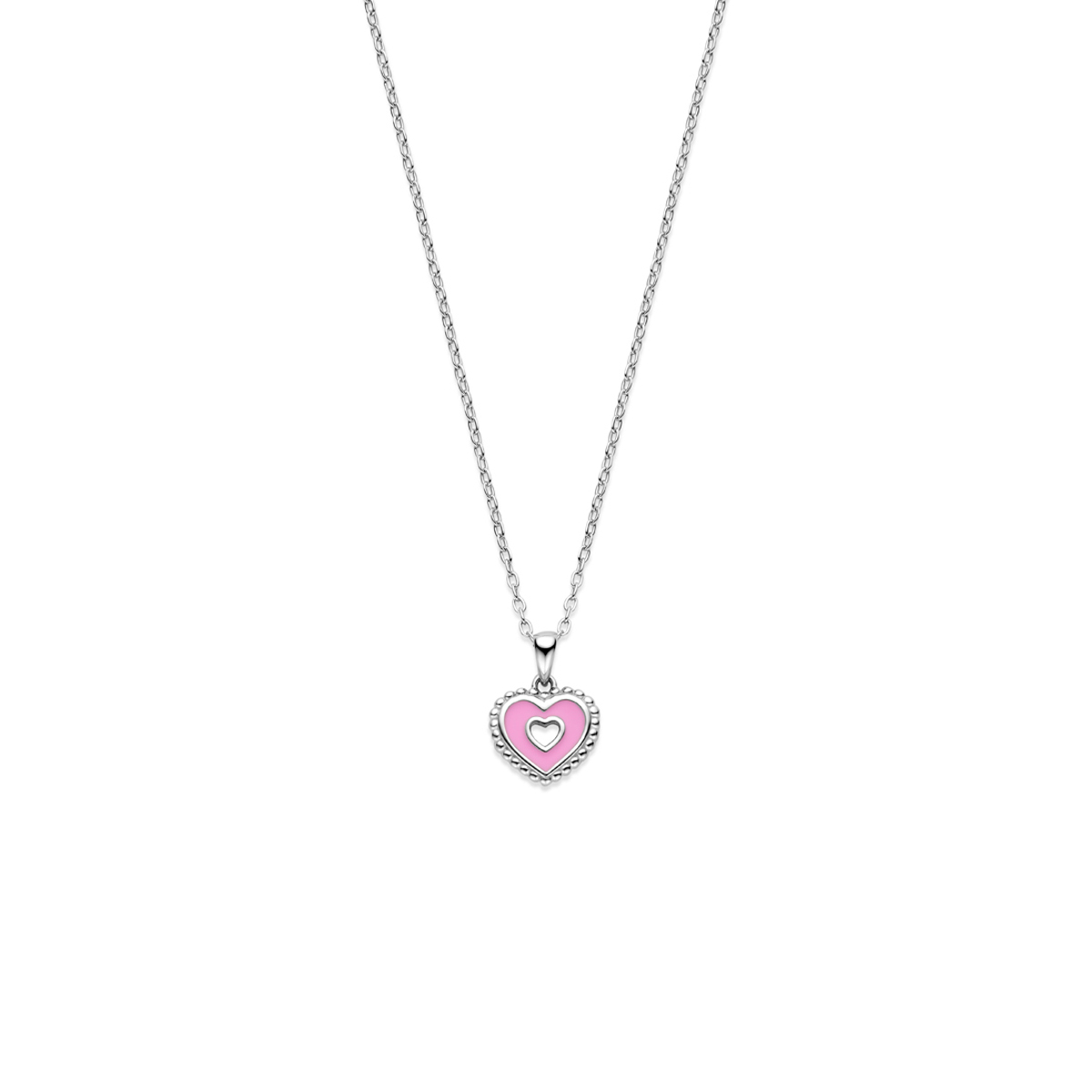 Gerhodineerd 925 zilveren collier uitgevoerd met een hartje. Het collier heeft een draaglengte van 36cm met 3cm extensie.