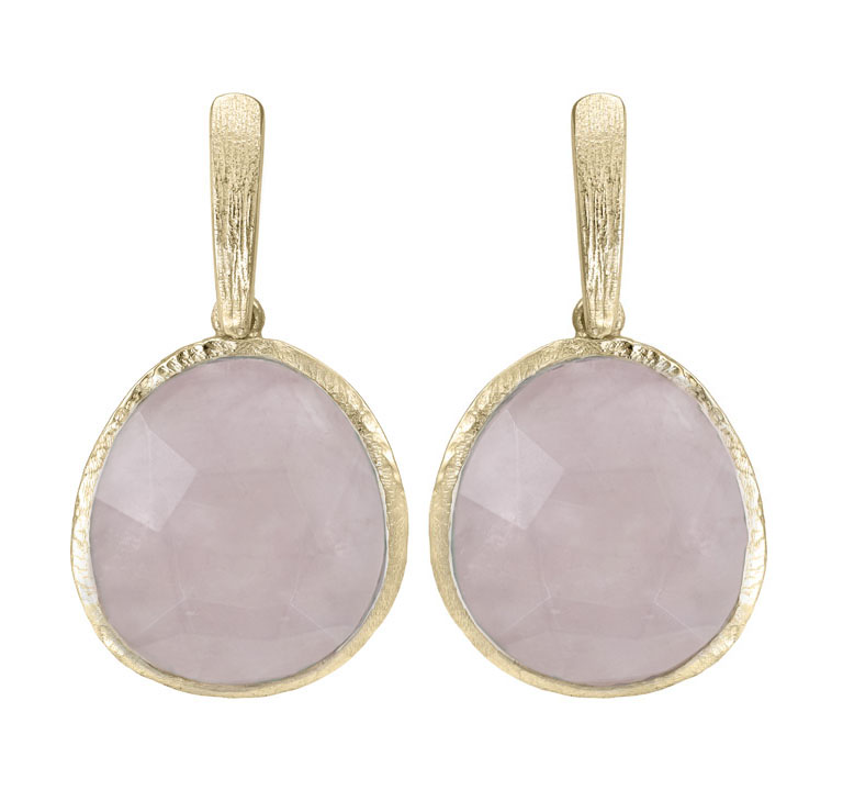 Jorge Revilla zilveren 18 krt vergulde oorstekers met echte rose quartz