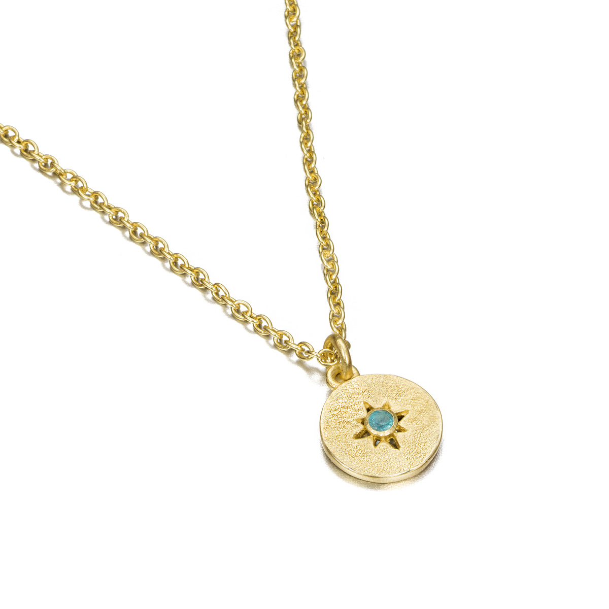 Jorge Revilla zilveren 18 krt verguld collier met echte apatiet hanger