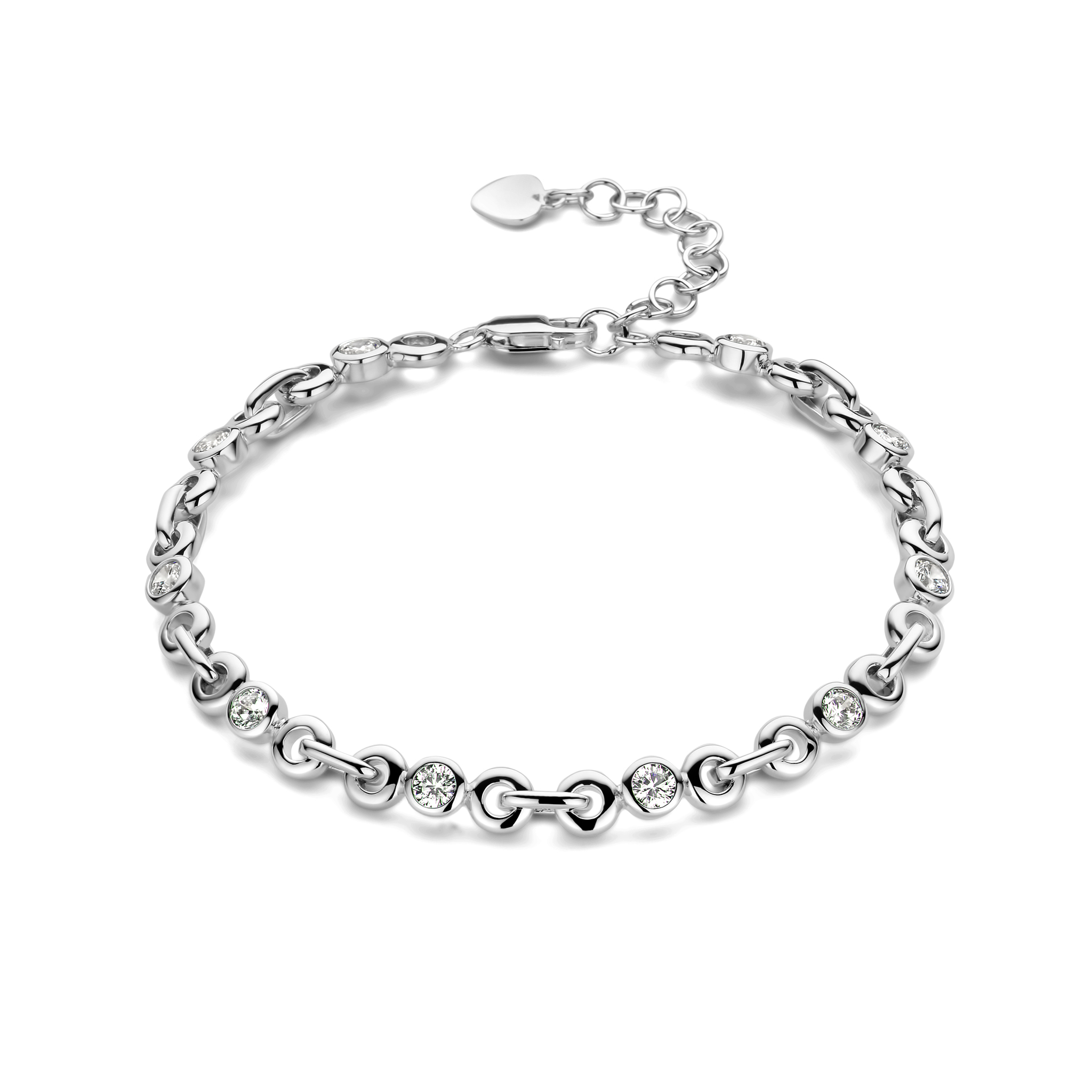 Rosa di Luca zilveren armband zirkonia 18+3cm