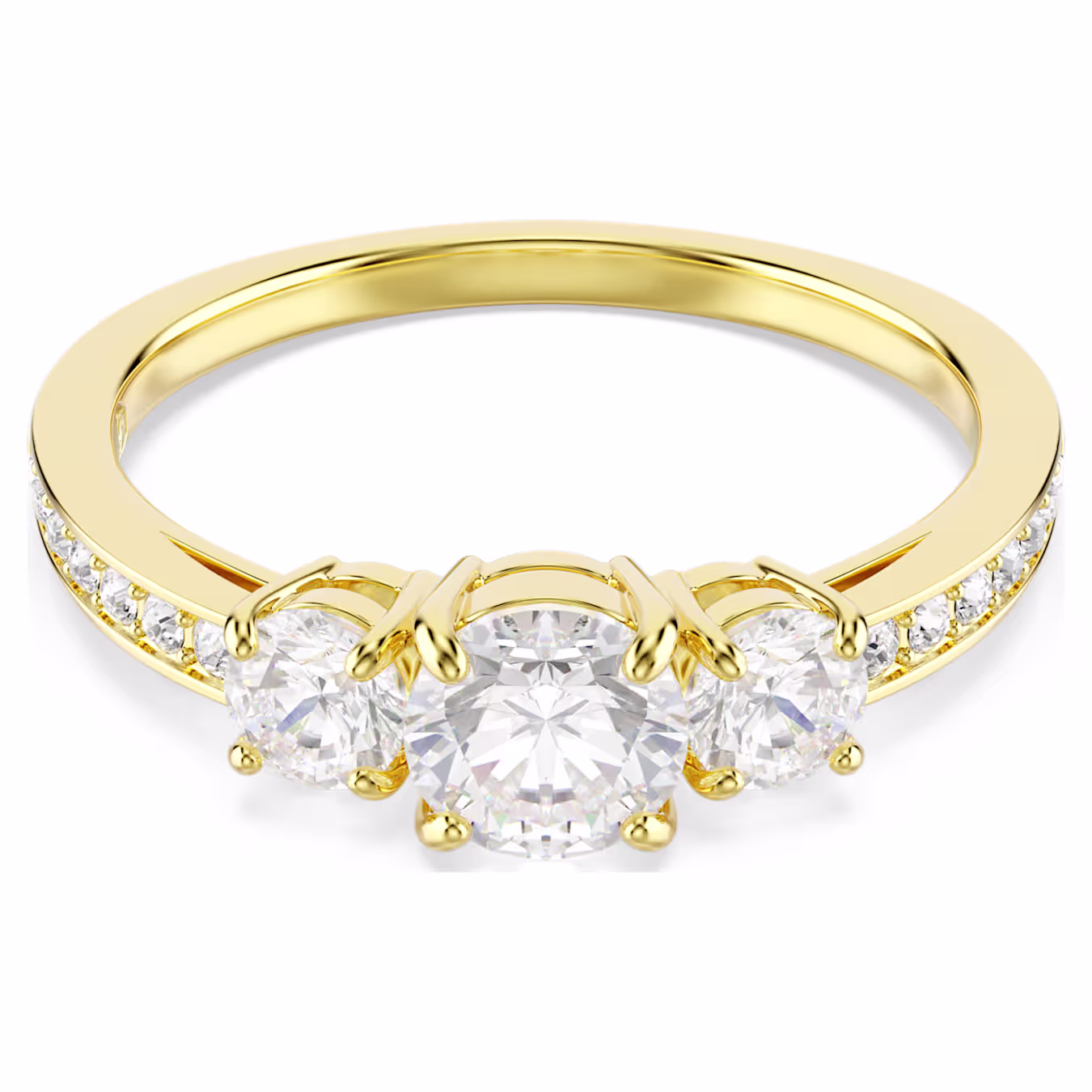 De Stilla-lijn is vervaardigd voor elke gelegenheid en roept pure elegantie op. Deze klassieke ring tilt uitstraling naar een hoger niveau met heldere kristallen langs de band en een trio van nauwkeurig geslepen Swarovski Zirkonia op een glanzende goudkleurige afwerking. Een beeldschoon sieraad voor elke dag dat gemakkelijk kan worden gecombineerd met andere stukken uit dezelfde lijn.
Artikelnr.: 5723294
Collectie:  Stilla Attract
Materiaal:  Kristallen, Goudkleurige toplaag, Zirkonia
Kleur:  Wit