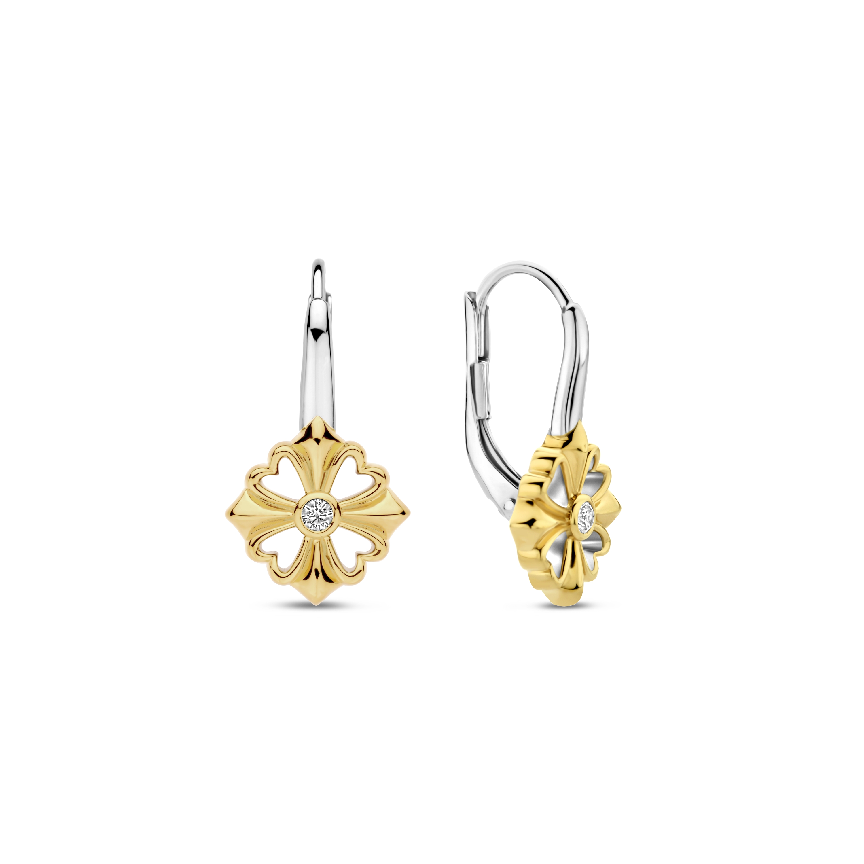 Ti Sento - Zilveren oorhangers bezet met zirconia's, deels verguld - 7997ZY