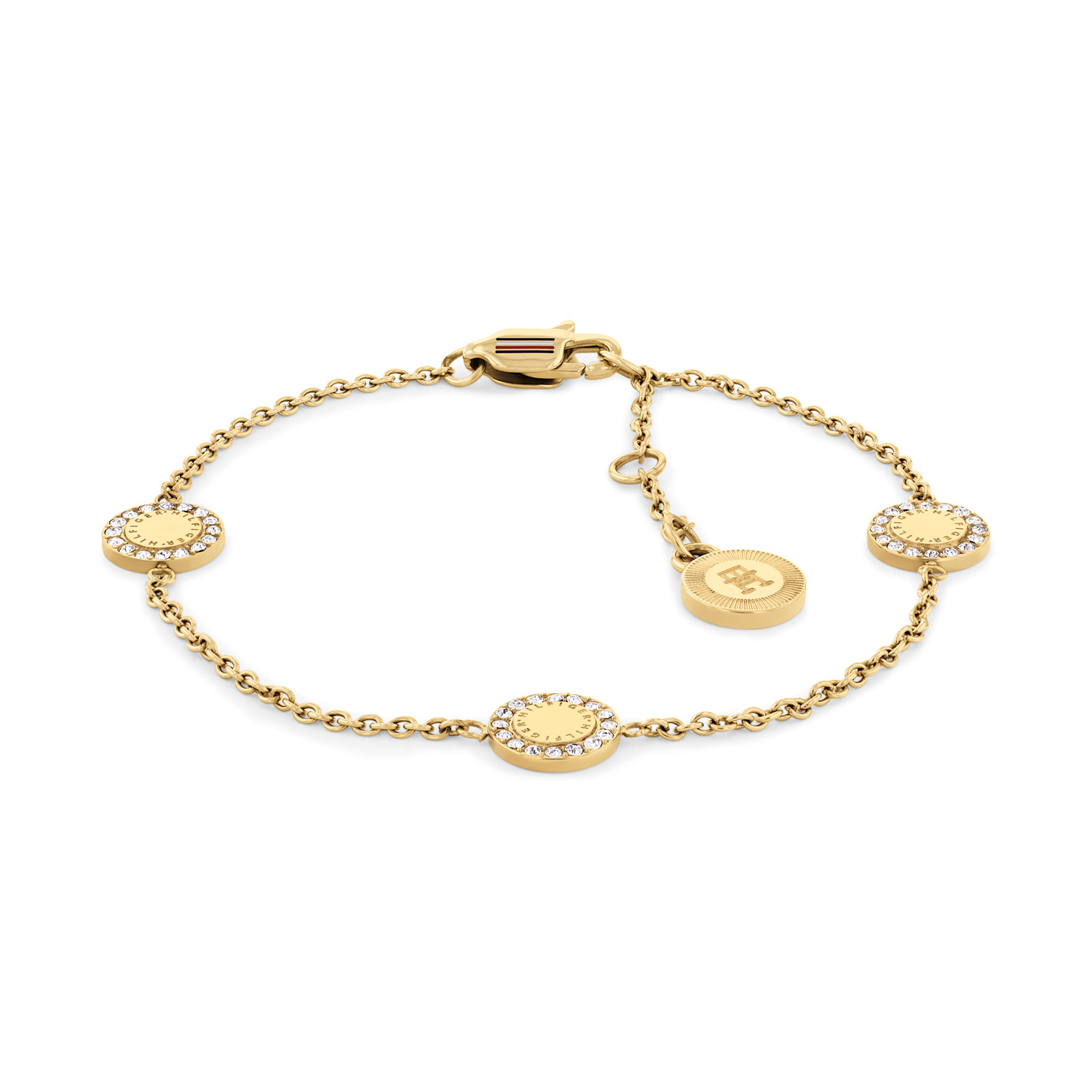Tommy Hilfiger Jewels TJ2780905 Armband Dames Staal 19cm
Deze armband van Tommy Hilfiger uit de jewelry serie MINI CRISTALS met nr: TJ2780905 is een verfijnd model. De goudkleurige stalen dames armband heeft een ankerschakel met meerdere plaatjes over de lengte verdeeld. In de rand van het plaatje zitten hele fijne kristallen op rij. De armband heeft divere tussenoogjes waardoor hij op de lengte 16 tot 19cm te dragen is. Ook leuk te combineren met andere armbanden en sieraden van Tommy Hilfiger.

Het merk:
Tommy Hilfiger is wereldwijd één van de grootste designer lifestyle merken en is internationaal bekend om haar classic American cool stijl. De sieraden zijn voor dames en heren met een eigen stijl, die niet bang zijn om dit aan de wereld te laten zien.

Specificaties:
- Fijne schakelarmband goudkleurig
- Materiaal: Staal
- Totale lengte 19cm
- Dames sieraad