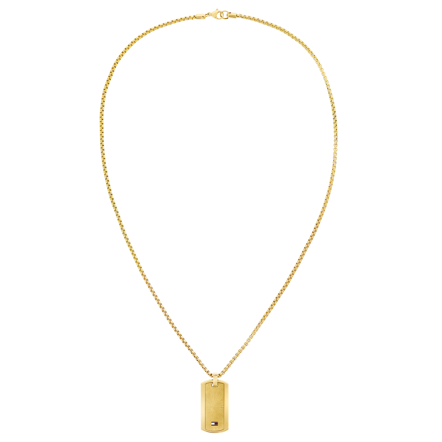 Tommy Hilfiger Jewels TJ2790628 Ketting Heren Staal GP 56cm
Deze ketting van Tommy Hilfiger uit de jewelry serie Jameson met nr: TJ2790628 is een opvallend model. De goudkleurige stalen heren ketting heeft een gourmetschakel met een stoere dog tag eraan. De goudkleurige dog tag is aan 2 kanten draagbaar. Aan de voorkant zit een bewerkte baan met daarin het gekleurde logo en de achterzijde is glad met de naam Hilfiger erin gegraveerd. De ketting heeft een lengte van 56cm en is leuk te combineren met andere armbanden en sieraden van Tommy Hilfiger.

Het merk:
Tommy Hilfiger is wereldwijd één van de grootste designer lifestyle merken en is internationaal bekend om haar classic American cool stijl. De sieraden zijn voor dames en heren met een eigen stijl, die niet bang zijn om dit aan de wereld te laten zien.

Specificaties:
- Ketting met dog tag
- Materiaal: Staal GP
- Lengte 56cm
- Heren sieraad
