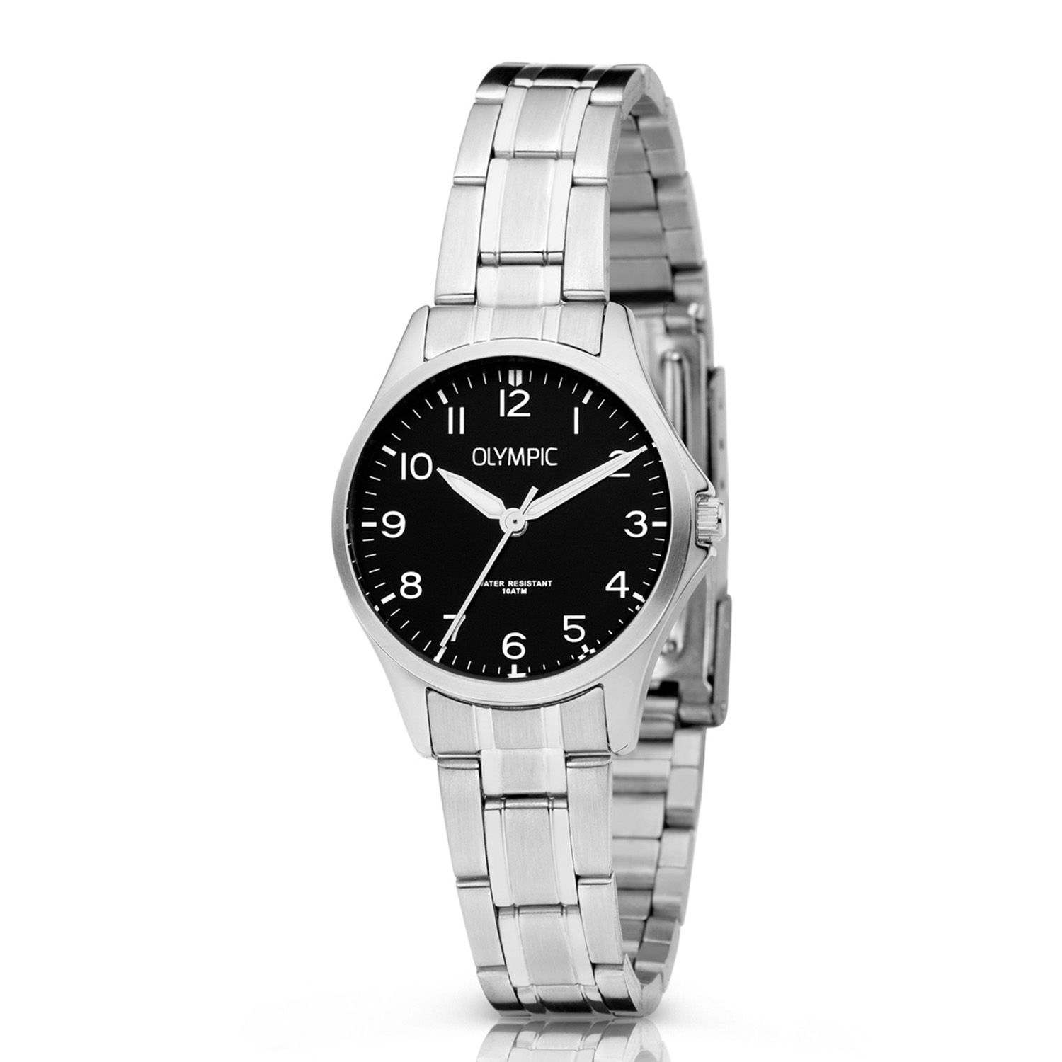 Olympic OL72DSS087 ROBIN - Horloge - Staal - Zilverkleurig - 29mm
Dit unieke Olympic horloge met artikelnummer: OL72DSS087 is een klassiek/sportief dameshorloge. De zilverkleurige stalen kast heeft een zwarte wijzerplaat met opvallende Arabische cijfers. Aan het horloge zit een zilverkleurige stalen schakelband met een vouwsluiting. Het horloge heeft een mineraalglas, een afmeting van 29mm en is 10 ATM.

Waterdichtheid 10 ATM
Dit horloge is bestand tegen water bij het zwemmen en douchen. Dit horloge is niet bestand tegen (grote) waterdruk dus je kunt er niet mee duiken.

Het merk:
Het Nederlandse horlogemerk Olympic levert stoere chronografen, slimline series, digitale uurwerken en elegante dameshorloges. De prijs-kwaliteitverhouding staat bij Olympic hoog in het vaandel met prijzen die uiteenlopen van € 34,95 tot en met € 139,00.

100% Nederlands ontwerp, waterdicht en standaard 3 jaar fabrieksgarantie.

Specificaties:
- Zilverkleurige horlogekast
- Zwarte wijzerplaat
- Zilverkleurige schakelband
- 10 ATM (Regen- & spatwaterdicht)
- Standaard 3 jaar fabrieksgarantie
- Mineraalglas