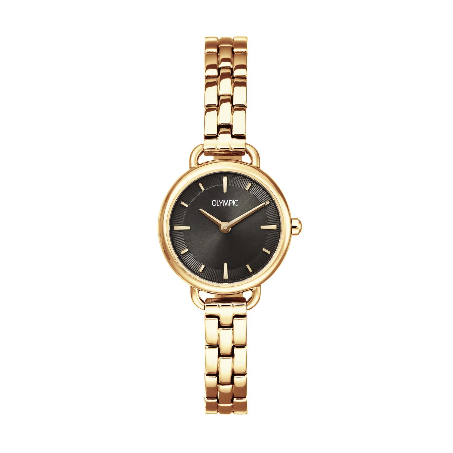 Olympic OL82DDD001 Tess Horloge Staal 26mm 
Dit unieke Olympic horloge met artikelnummer: OL82DDD001 is een dameshorloge met een chique uitstraling. Het horloge heeft een ronde goudkleurige stalen kast met een donker grijze sunray wijzerplaat met fijne streepjes. Aan de kast zit een stalen fijne goudkleurige schakelband met druksluiting. Het horloge heeft een mineraalglas, een doorsnee van 26mm en is 3ATM.

Het merk:
Het Nederlandse horlogemerk Olympic levert stoere chronografen, slimline series, digitale uurwerken en elegante dameshorloges. De prijs-kwaliteitverhouding staat bij Olympic hoog in het vaandel met prijzen die uiteenlopen van € 34,95 tot en met € 159,00.

100% Nederlands ontwerp, waterdicht en standaard 3 jaar fabrieksgarantie.

Specificaties:
- Ronde kast Ø 26mm
- Stalen horlogekast
- Donker grijze wijzerplaat
- Stalen schakelband
- 3ATM 
- Standaard 3 jaar fabrieksgarantie
- Mineraalglas
