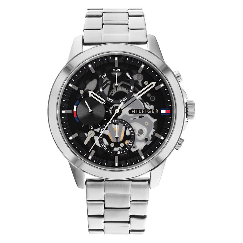 Dit is een herenhorloge van het merk Tommy Hilfiger uit de serie Henry. Met een horlogekast gemaakt van staal en een zilverkleurige band van staal.