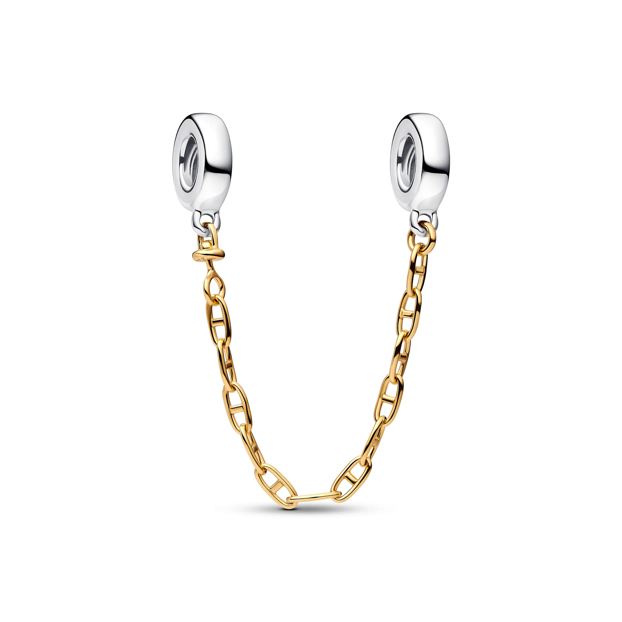 De Pandora veiligheidsschakel 763904C00-05 combineert sterling zilver en 14k goud voor een chique uitstraling. Deze prachtige hanger is een sieraad dat de veiligheid van je bedels waarborgt. Draag het door de schakel aan beide uiteinden van je bedelarmband te bevestigen. Perfect voor dagelijks gebruik en speciale gelegenheden. Een verfijnde toevoeging aan je sieradencollectie.