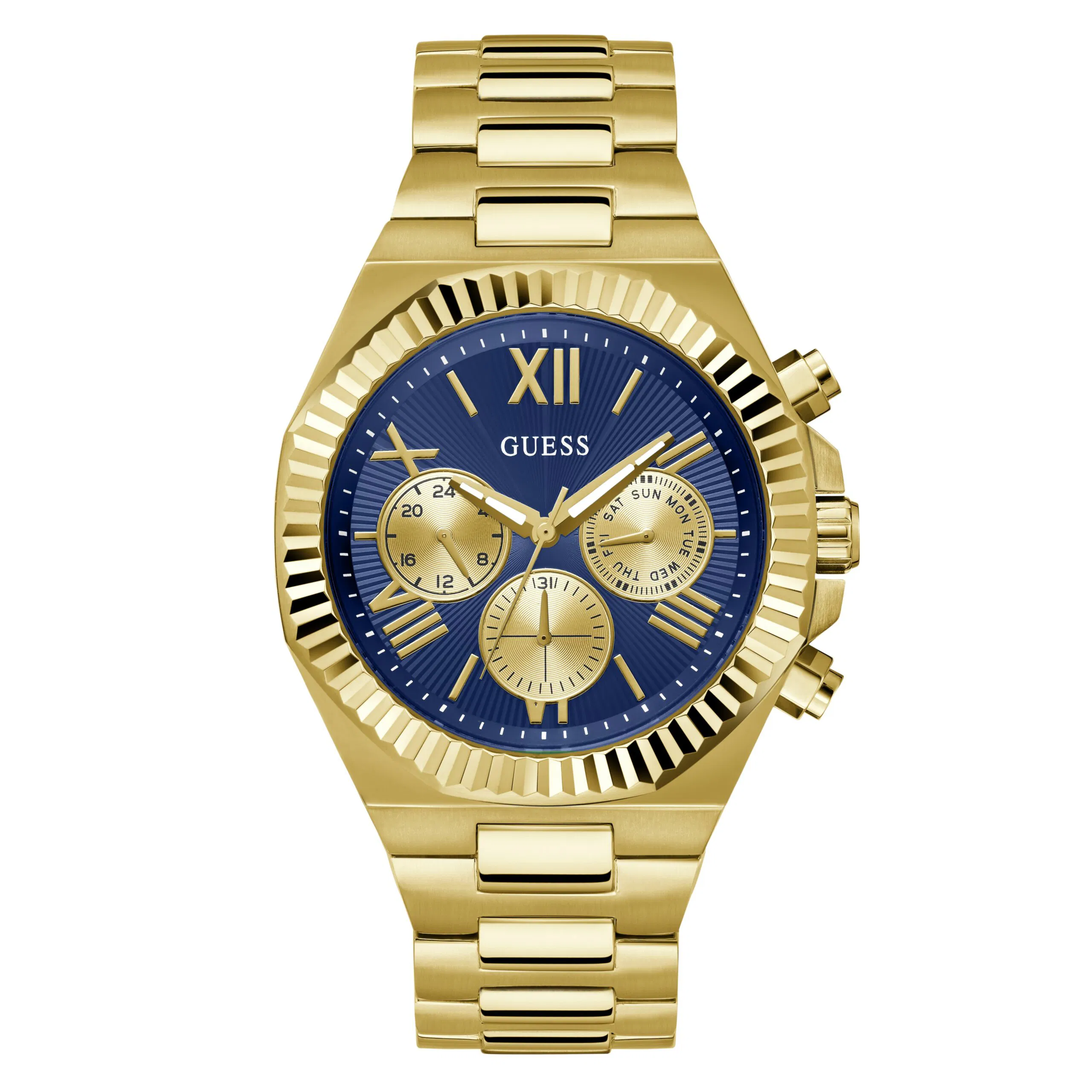 De Guess Horloge GW0703G6 combineert stijl met functionaliteit. Het heeft een robuuste kast, een stijlvolle wijzerplaat en gaat perfect samen met zowel formele als casual outfits. Dankzij het verstelbare bandje draagt hij comfortabel de hele dag door. Draag het horloge als een opvallend mode-accessoire of als aanvulling op je dagelijkse stijl. Perfect voor elke gelegenheid.