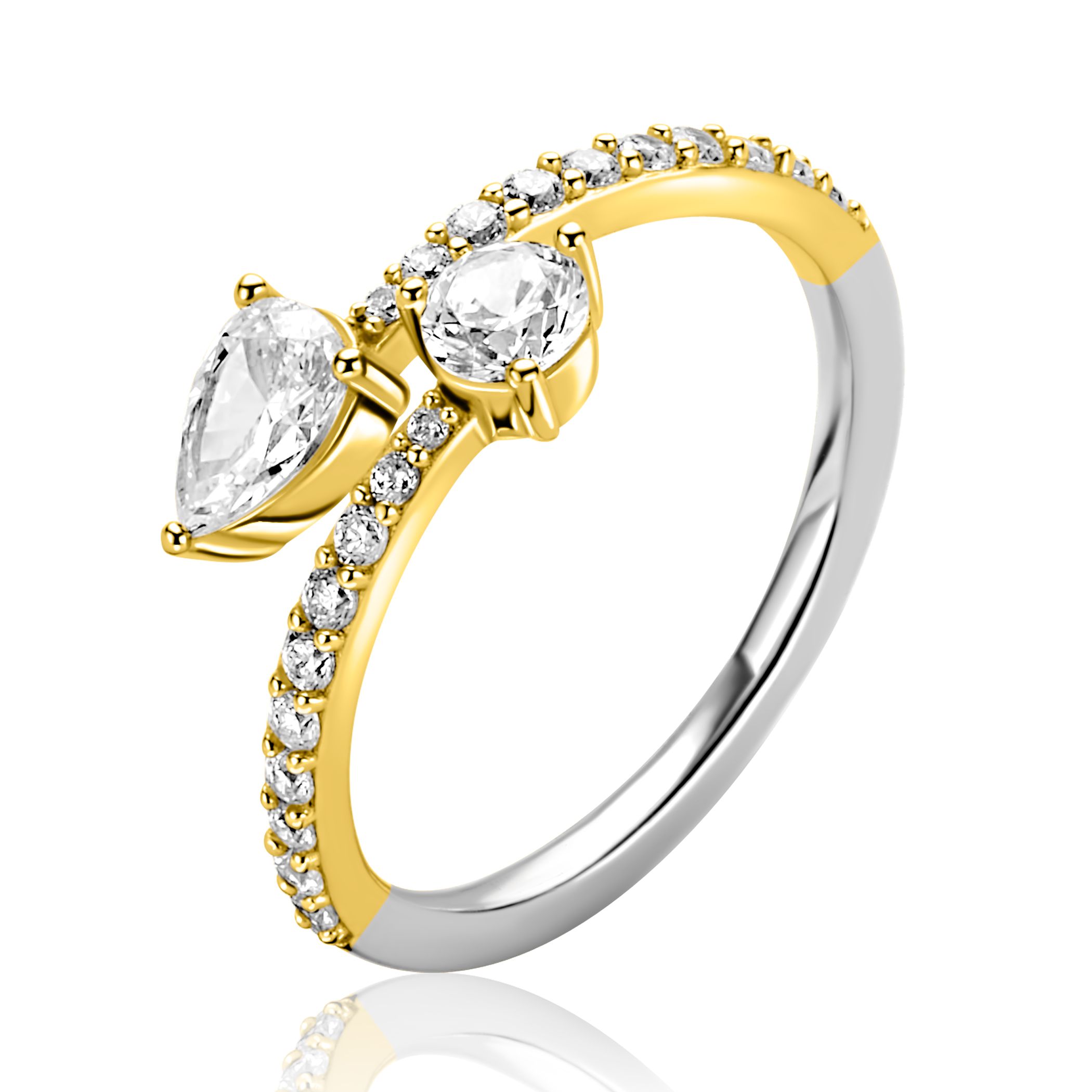 ZINZI Zilver vergulde ring met zirkonia ZIR2726Y54