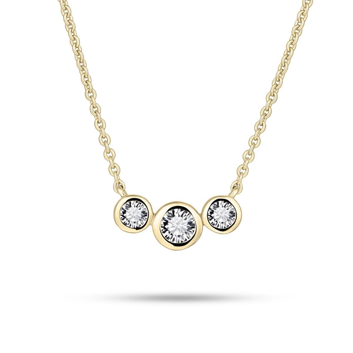 Zilvere ketting met plated goud en zirkonia's.
lengte 42cm + 5 cm
