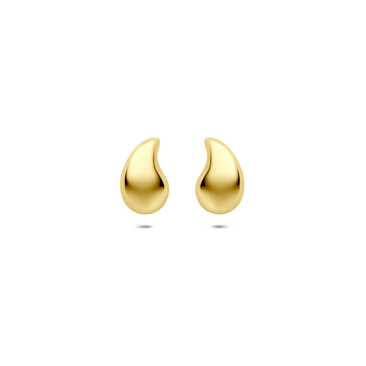 14k Geelgouden oorknoppen uitgevoerd in de vorm van een druppel. De oorknoppen hebben een afmeting van 9,5x6mm.