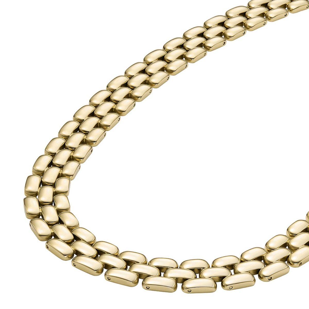 De Fossil JF04783710 - Goudkleur Staal - Ketting is gemaakt van staal en voorzien van een goudkleurige coating. De ketting heeft een schakelmotief.

Lengte: 45cm
Breedte: 14mm
Kleur: Goudkleur
Metaal: Staal