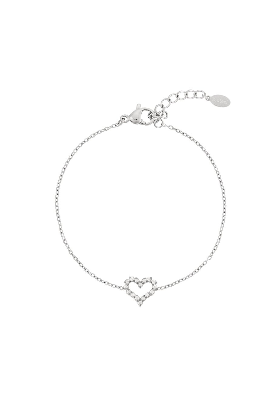 Armband met strass steentjes en hartje