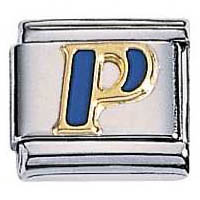 Zoppini letter P goud met blauw emaille

Metaal     : Staal, 18 karaat goud
Maten     : 9mm
Materiaal : staal met 18 karaat gouden letter met blauw emaille inleg.