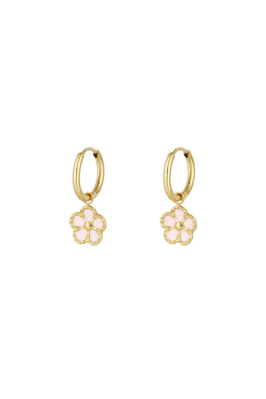 Earrings with flower charm pink