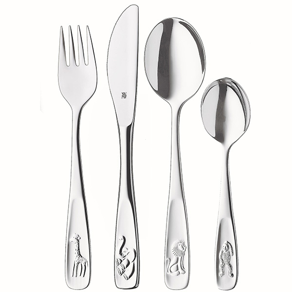 WMF KINDERBESTEK EDELSTAAL 18/10 4 DLG. DIEREN 12-8005 NETTO.