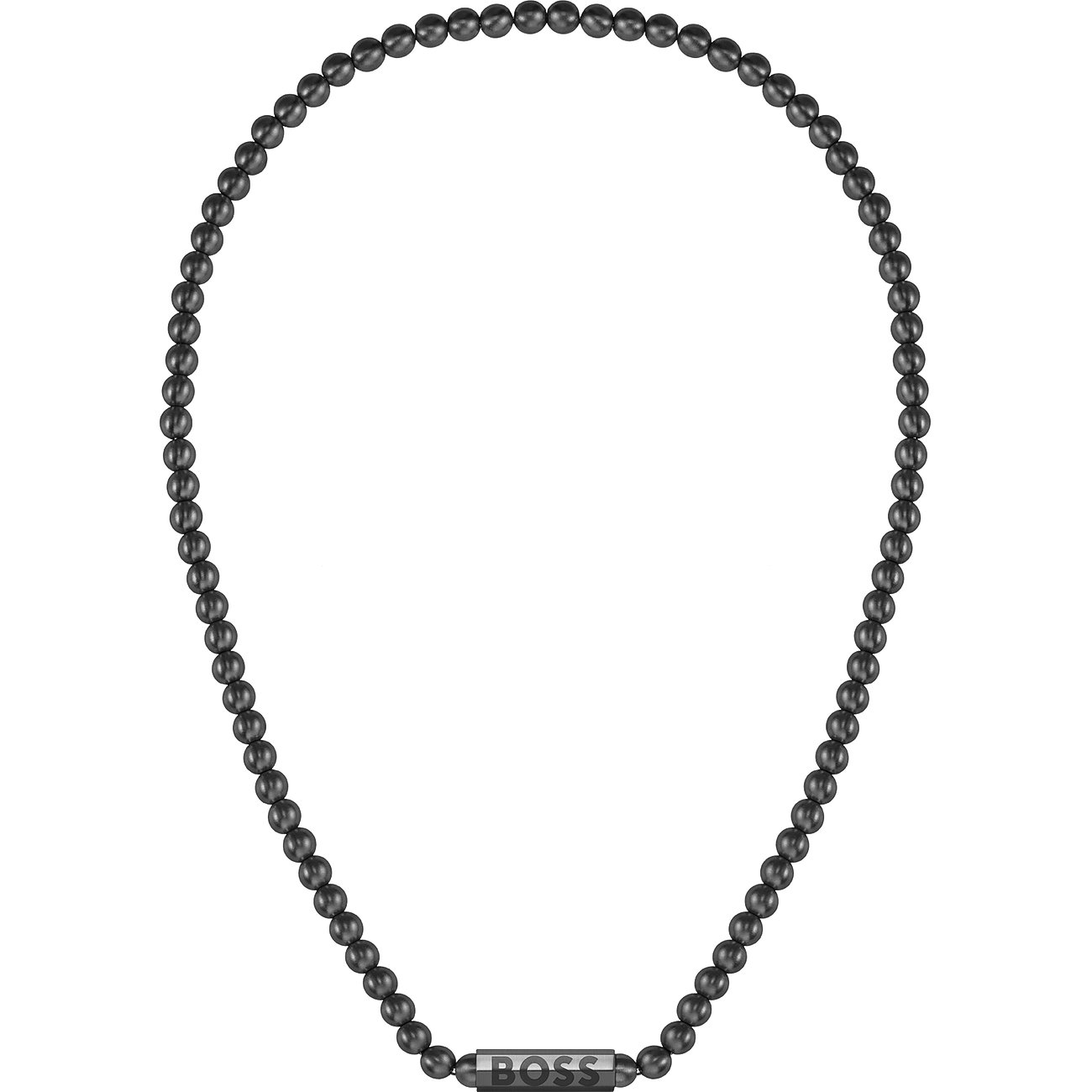 Hugo Boss Jewelry Zwart Ion-Plated Kralen Collier 50cm 1580657