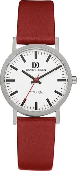 De Danish Design Horloge IV19Q199 is een elegante polshorloge met een analoge kwartsbeweging en een ronde titanium kast van 30 mm. De zilverkleurige kast heeft een witte wijzerplaat met streepjesindex. De rode leren band is 16 mm breed. Deze horloge is niet waterbestendig, maar wel antiallergeen. Perfect voor een verfijnde, dagelijkse look.