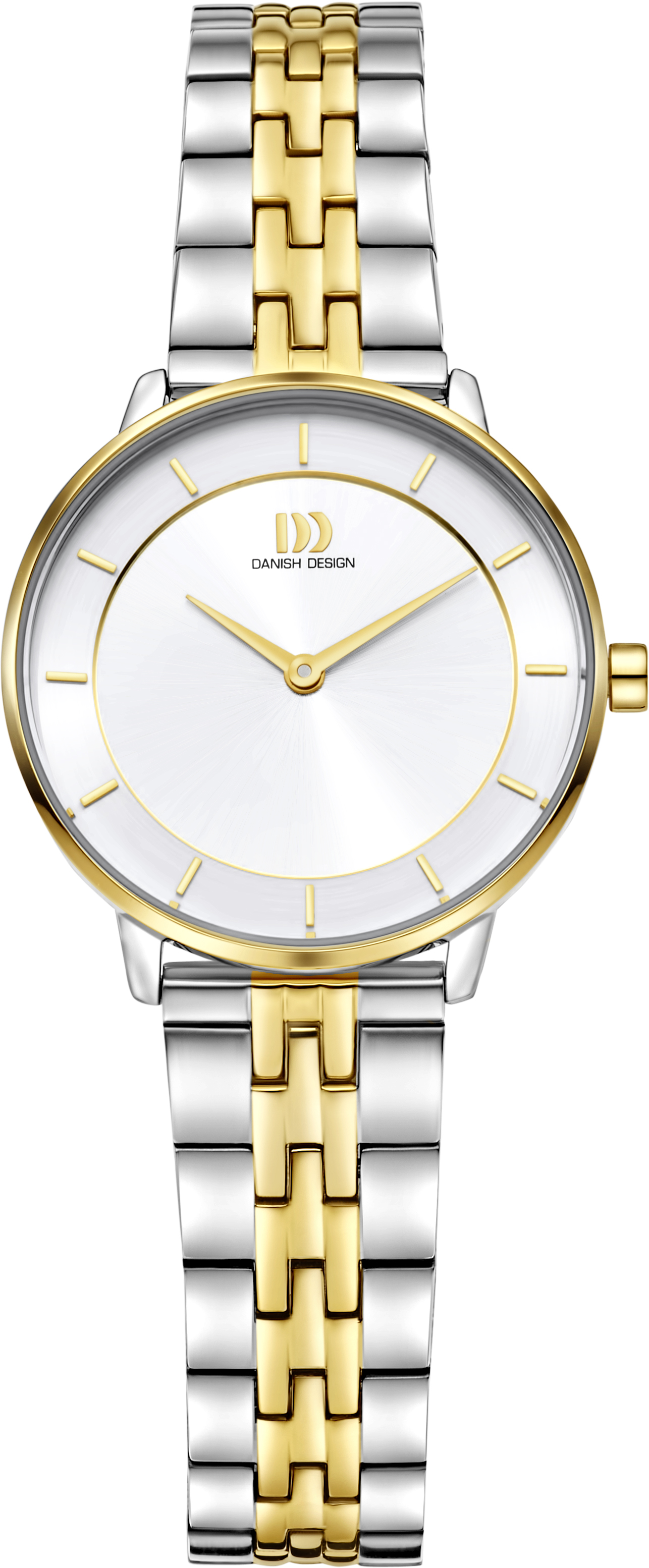 De DANISH DESIGN HORLOGE IV95Q1294 is een elegante analoge damespolshorloge met een ronde kast van 30 mm, gemaakt van goudkleurig roestvrij staal. Het heeft een zilverkleurige wijzerplaat met strepen en een goud-zilvergekleurde roestvrijstalen band van 14 mm. Waterbestendig tot 3 ATM. Perfect voor zowel dagelijks als formeel gebruik. 