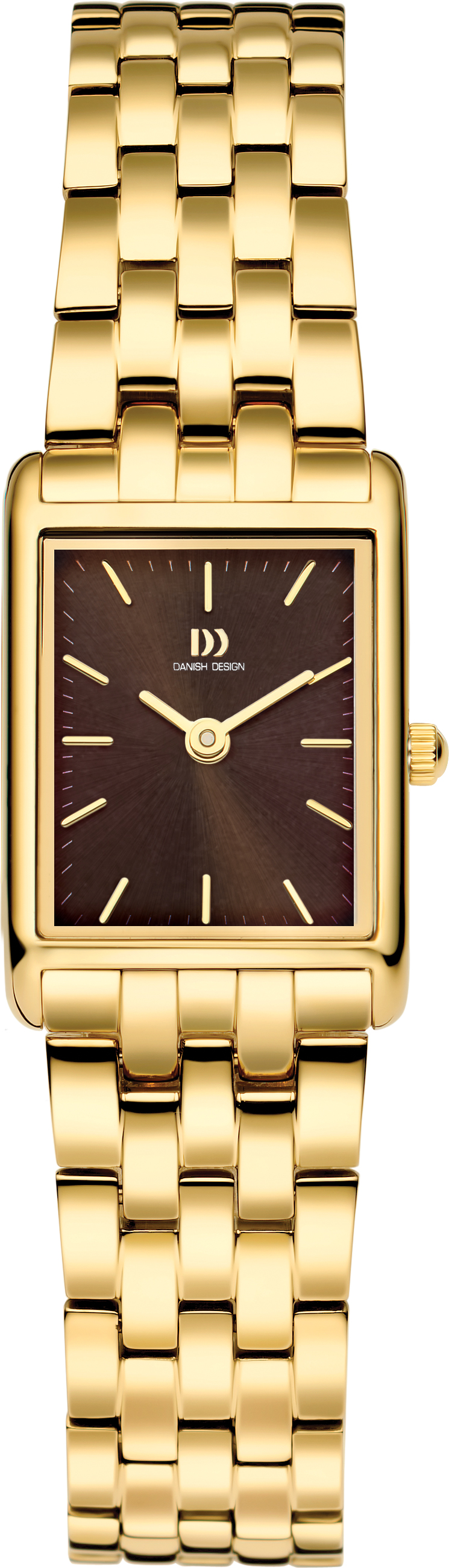 De Danish Design Horloge IV97Q1299 is een stijlvolle dameshorloge met een gouden, rechthoekige roestvrijstalen kast en bruine wijzerplaat met streepindexen. Voorzien van een analoge quartz uurwerk en standaard roestvrijstalen band. Waterbestendig niveau 3. Perfect voor dagelijks gebruik. Draag deze elegante horloge tijdens formele gelegenheden voor een tijdloze, chique uitstraling.