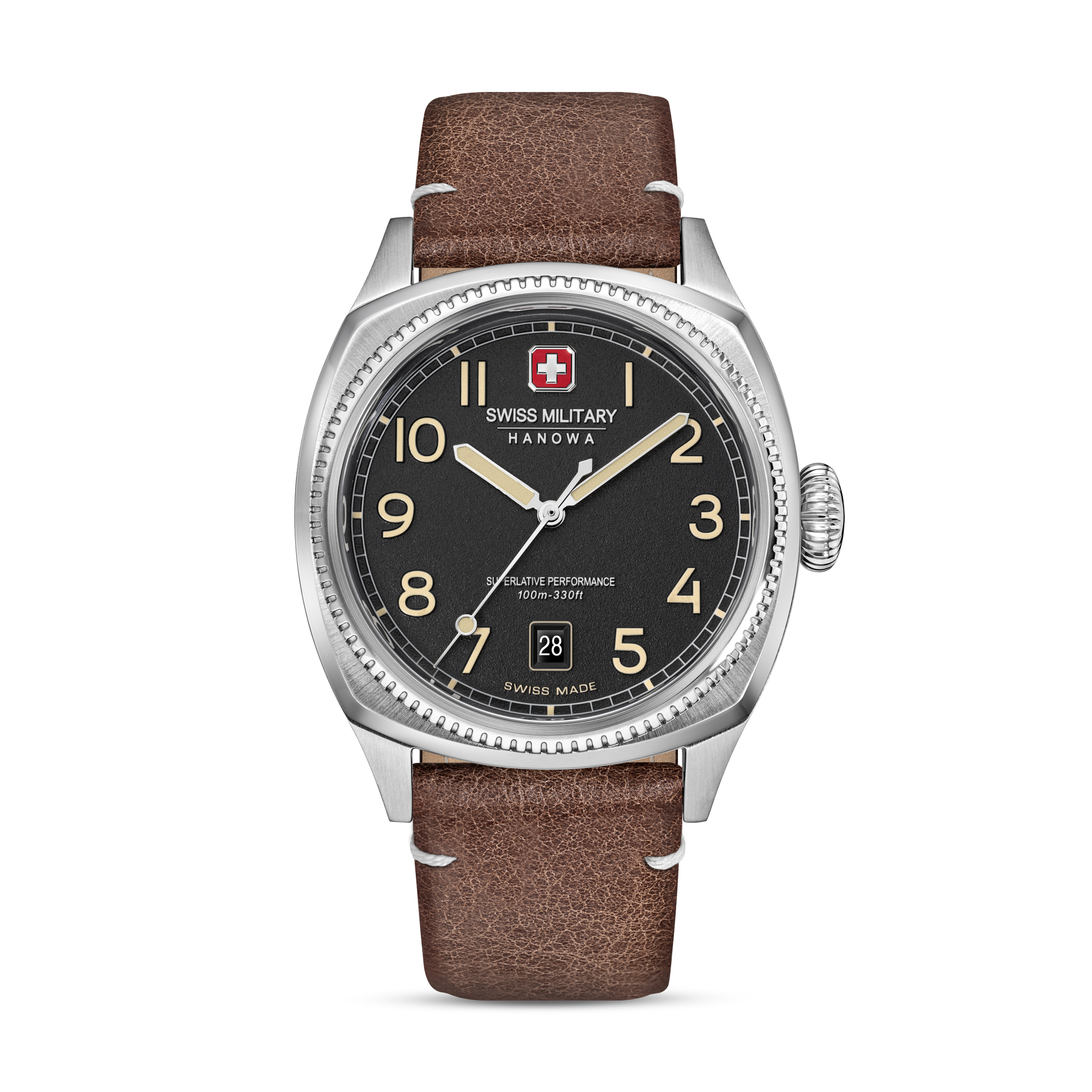 Dit is een horloge van het merk Swiss Military Hanowa gemaakt voor heren.
De specificaties zijn als volgt:
Kastmaat: 41 MM
Waterdichtheid: 10 ATM / 100 Meter / 330 Feet
Dit horloge heeft de volgende functies/eigenschappen:
Datumaanduiding